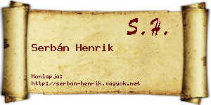 Serbán Henrik névjegykártya